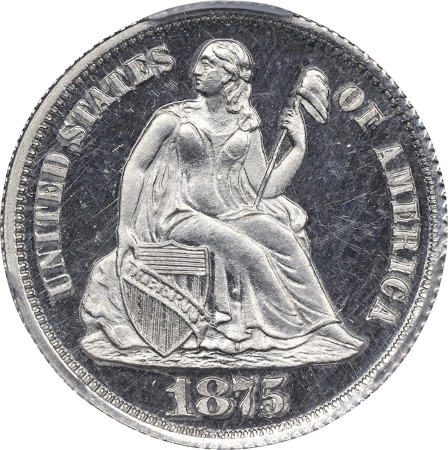 1875 Pattern Liberty Seated Dime. Judd-1391, Pollock-1534. Rarity-8.