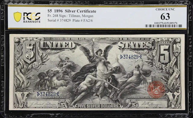 Fr. 268. 1896 $5 Silver Certificate. PCGS Banknote Choice Uncirculated 63.
