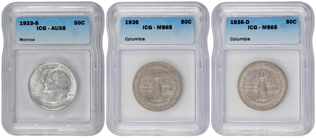Lot of (3) Classic Commemorative Half Dollars. (ICG).