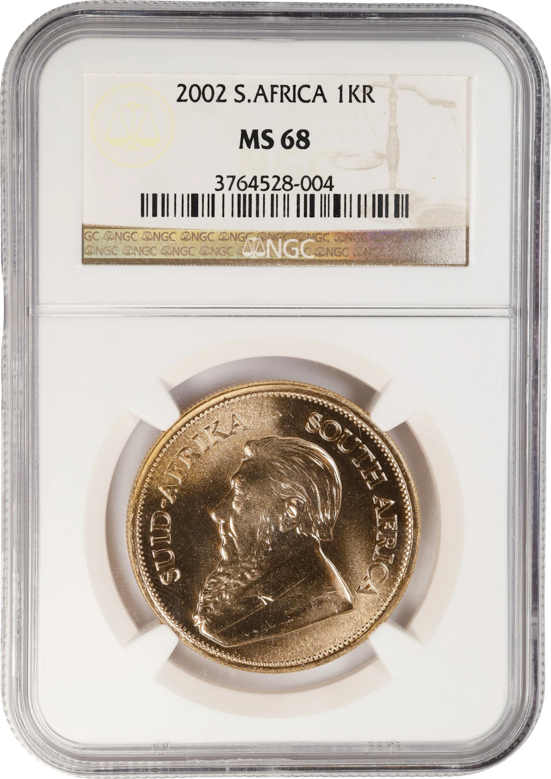 (1 oz, 31.104 g AGW). South Africa. 2002 1 oz Gold Krugerrand. MS-68 (NGC).
