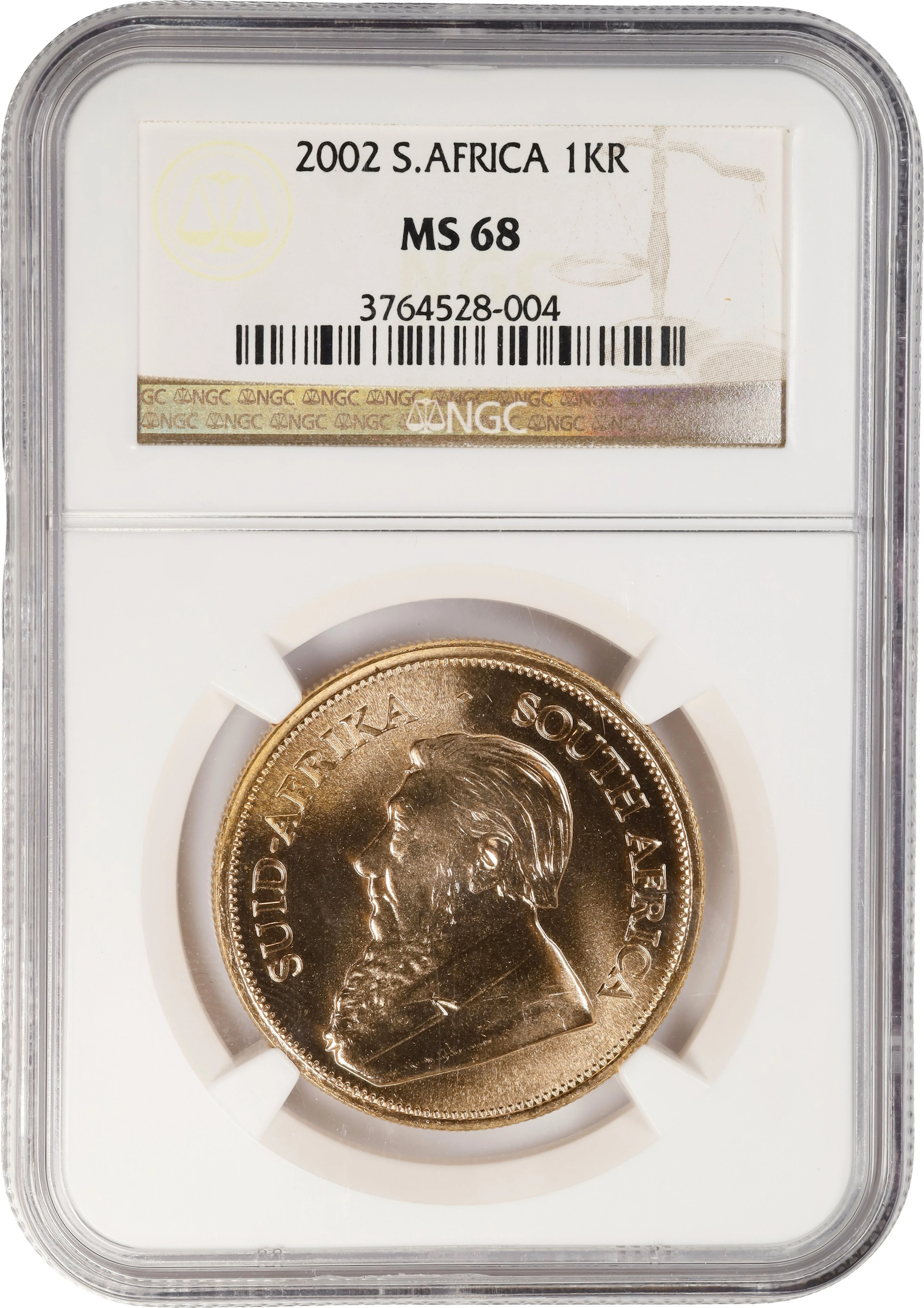 (1 oz, 31.104 g AGW). South Africa. 2002 1 oz Gold Krugerrand. MS-68 (NGC).