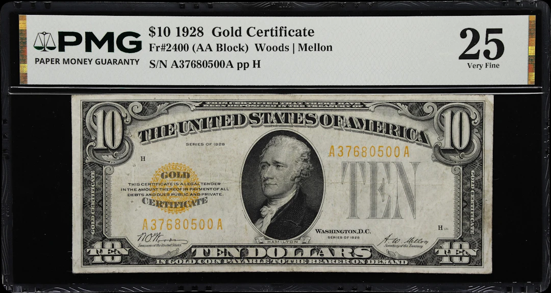 Fr. 2400. 1928 $10 Gold Certificate. PMG Very Fine 25.