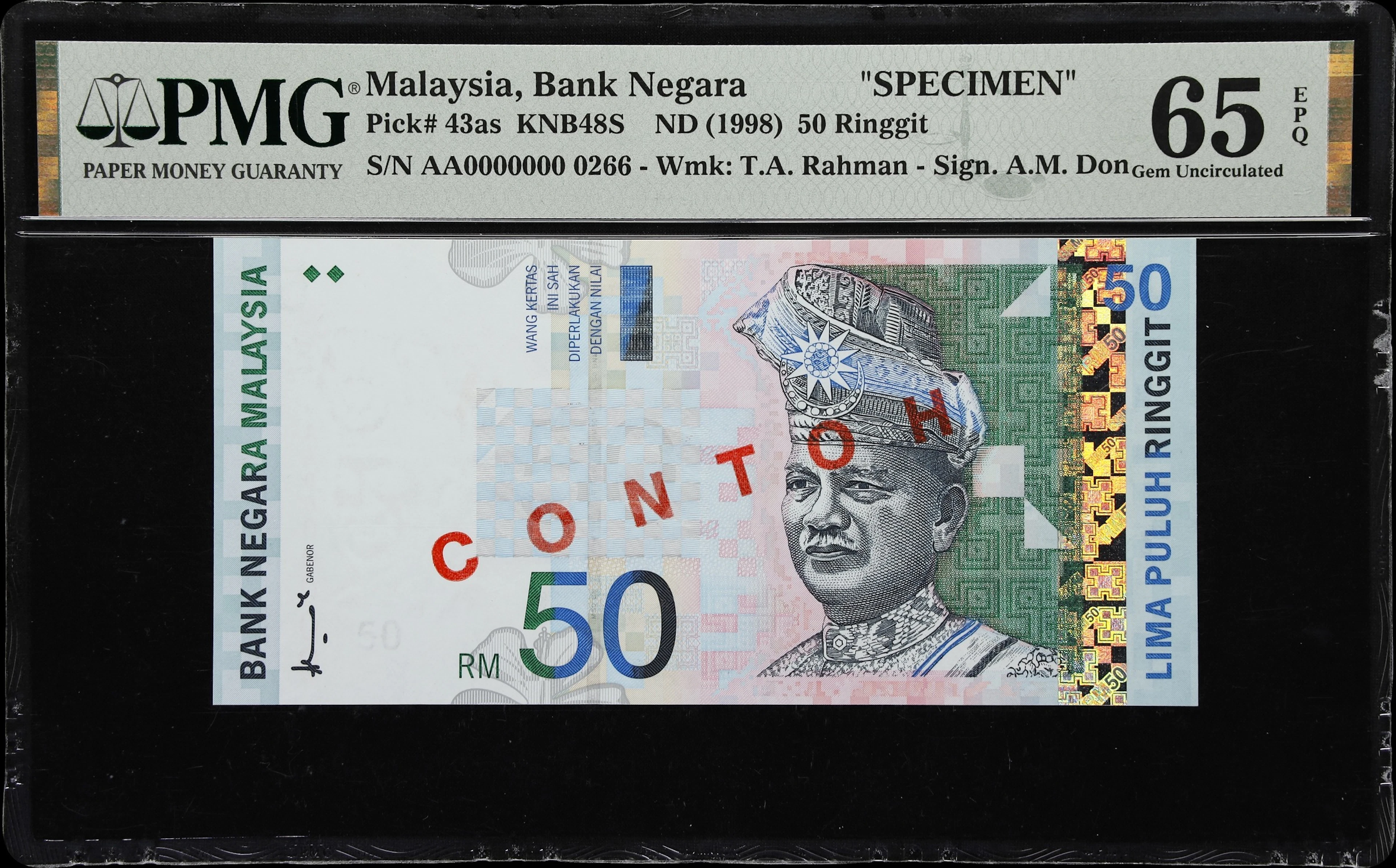 MALAYSIA. Bank Negara Malaysia. 50 Ringgit, ND (1998). P-43as. KNB48S.