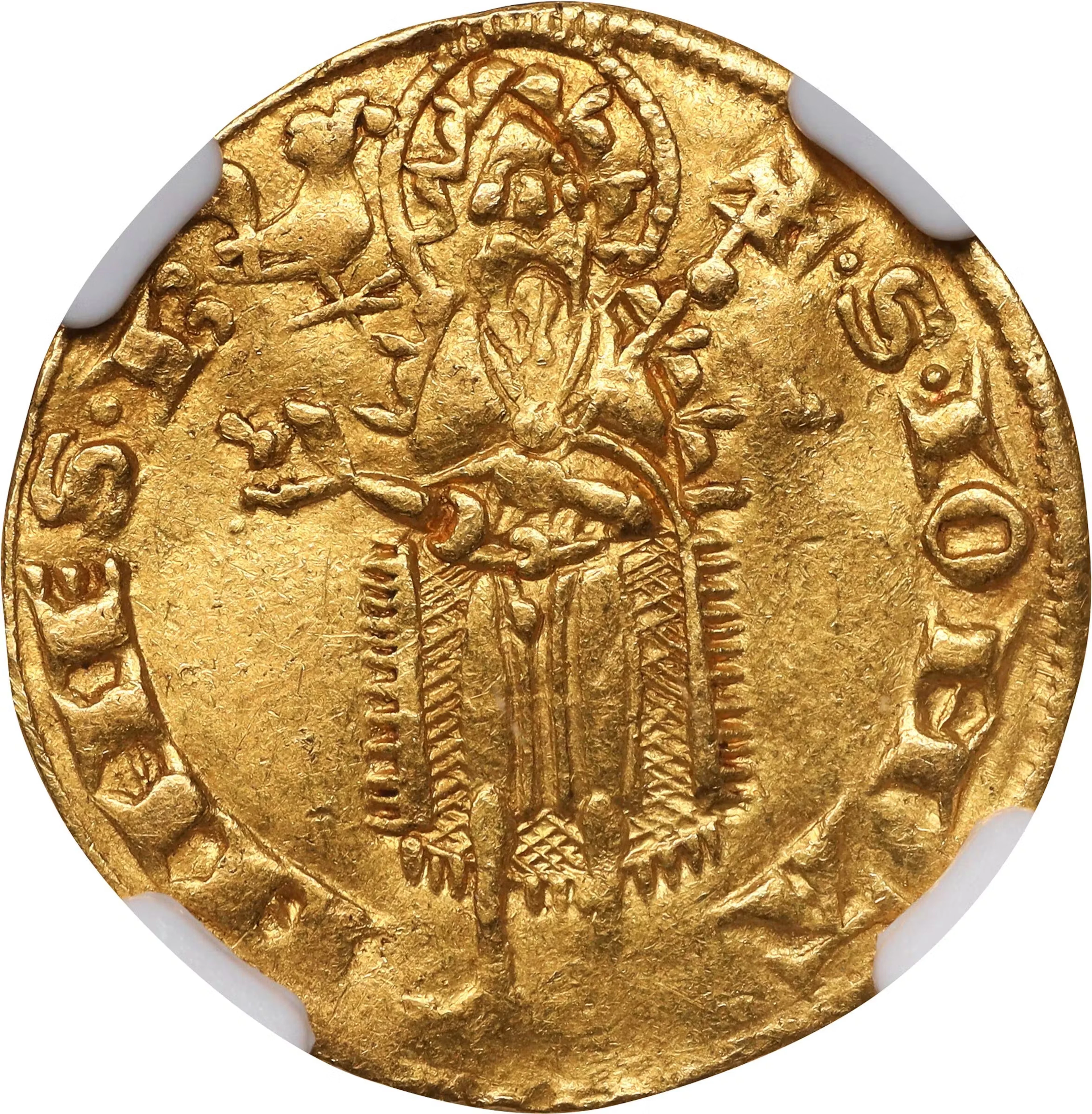 ITALY. Florence. Fiorino d'Oro, ND (1252-1422). NGC AU-53.