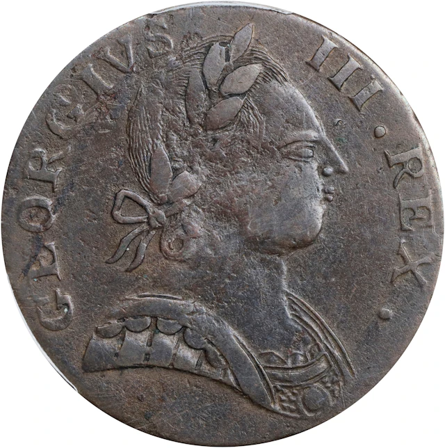 1778 Machin's Mills Halfpenny. Vlack 11-78A, W-7820. Rarity-3. GEORGIVS