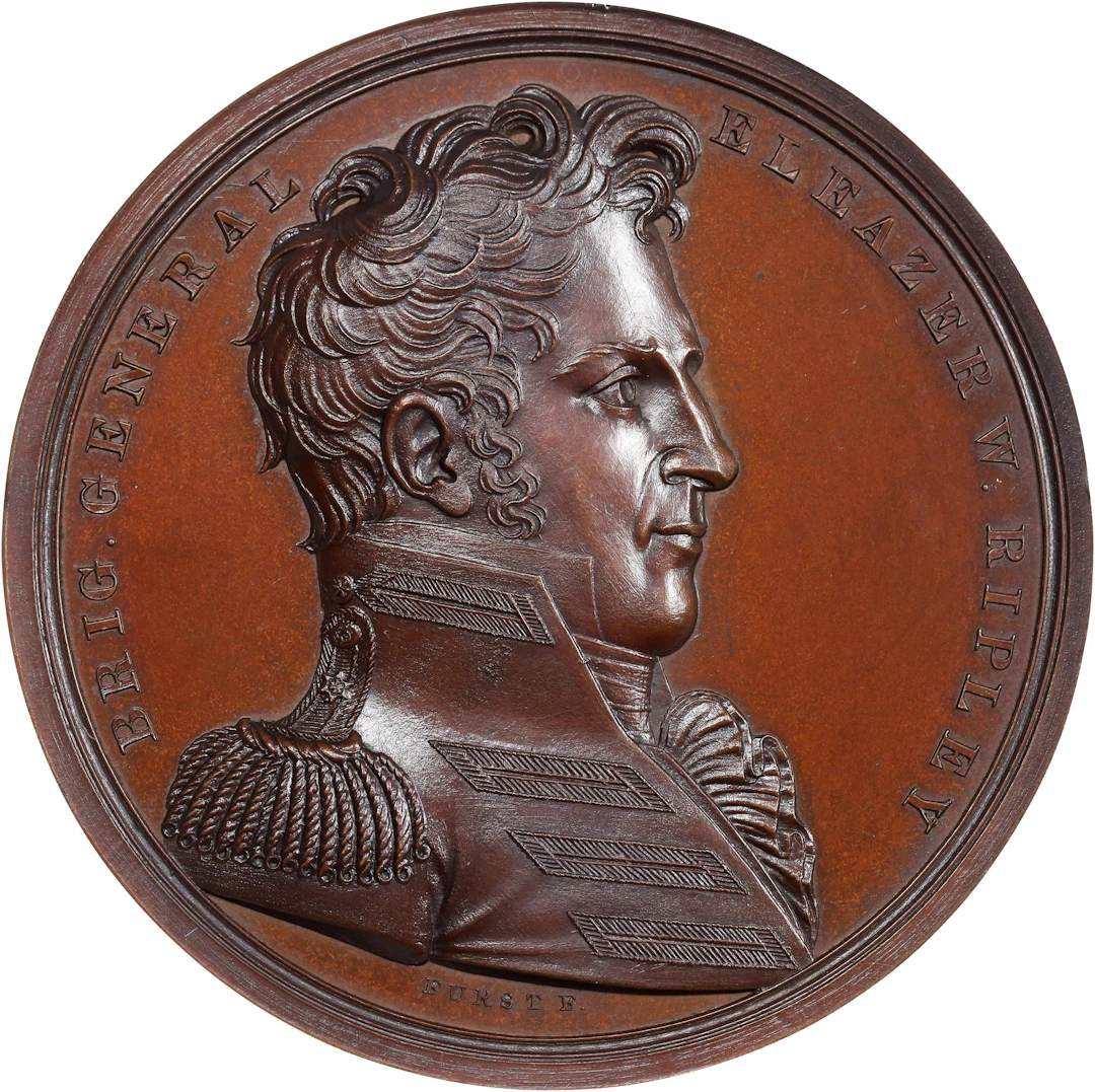 "1814" Brigadier General Eleazer W. Ripley Medal. Julian MI-19. Copper