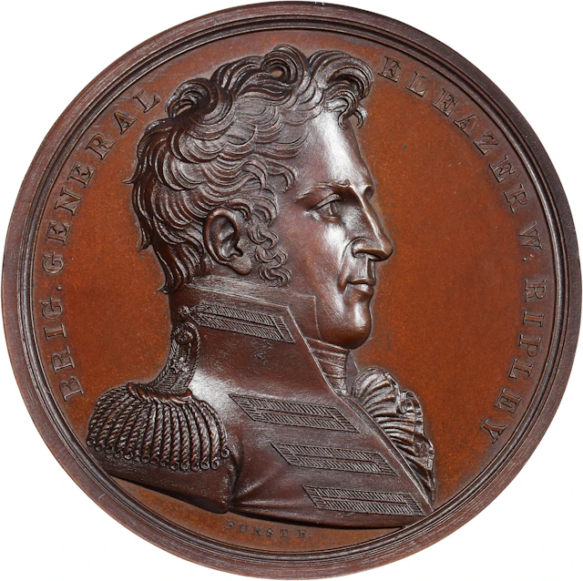 "1814" Brigadier General Eleazer W. Ripley Medal. Julian MI-19. Copper