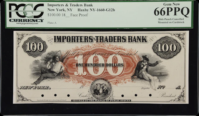 New York, New York. Importers & Traders Bank. 18xx $100. PCGS Currency