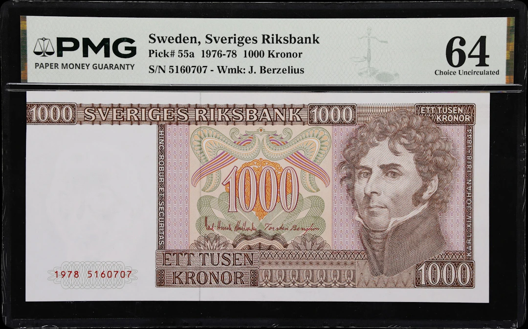 SWEDEN. Sveriges Riksbank. 1000 Kronor, 1978. P-55a. PMG Choice Uncirculated