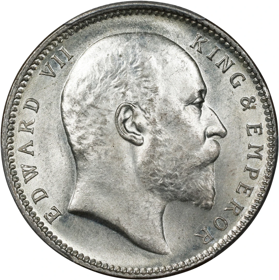 INDIA. Rupee, 1910-(C). Calcutta Mint. Edward VII. PCGS MS-64.