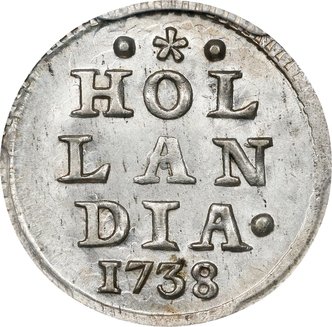 NETHERLANDS. Holland. Stuiver, 1738. Dordrecht Mint. PCGS MS-65.