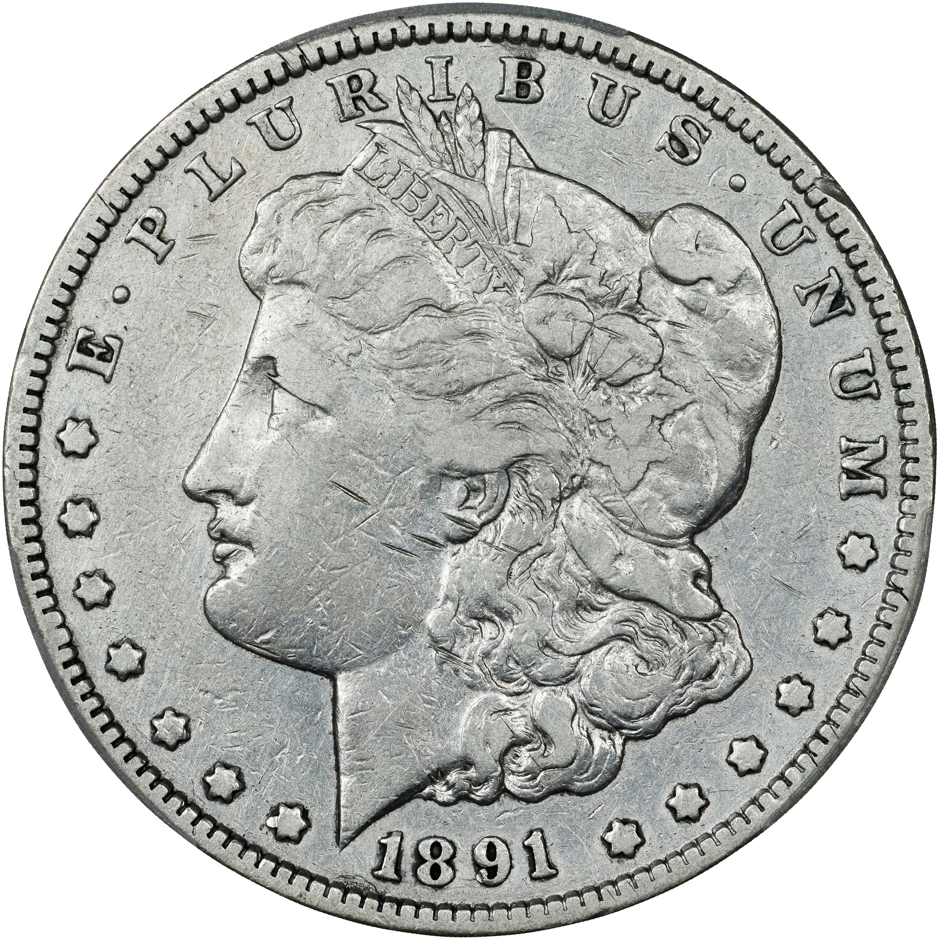 1891-CC Morgan Silver Dollar. Fine Details--Cleaned (PCGS).