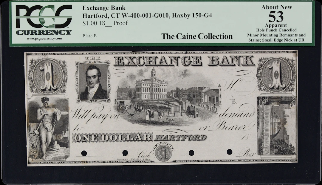 Hartford, Connecticut. Exchange Bank. 18xx $1. PCGS Currency About