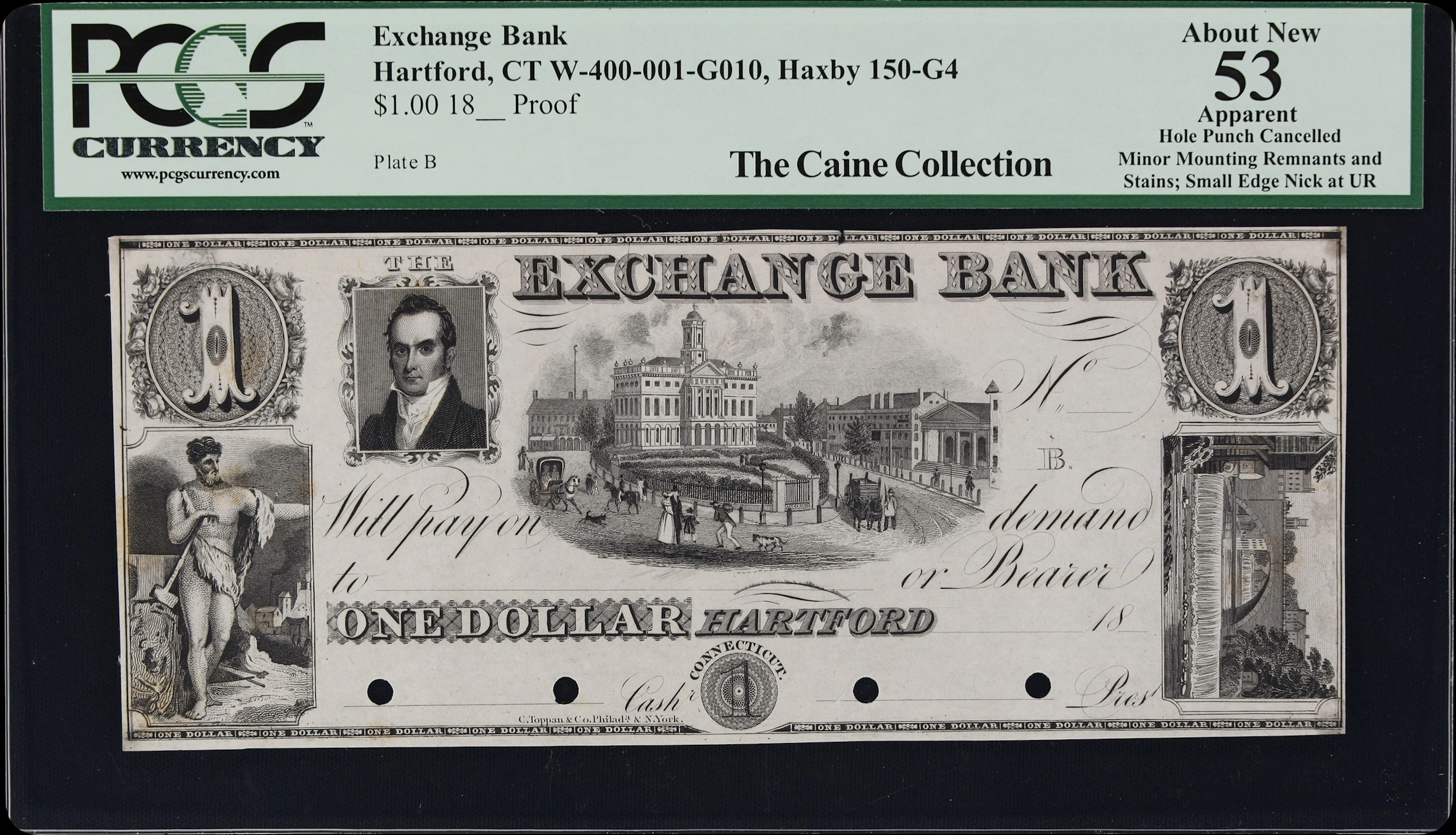 Hartford, Connecticut. Exchange Bank. 18xx $1. PCGS Currency About