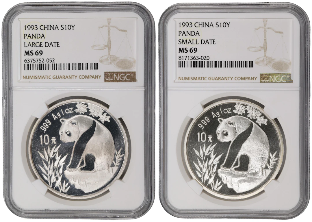 (t) CHINA. Duo of Silver 10 Yuan (2 Pieces), 1993. Panda Series. Both