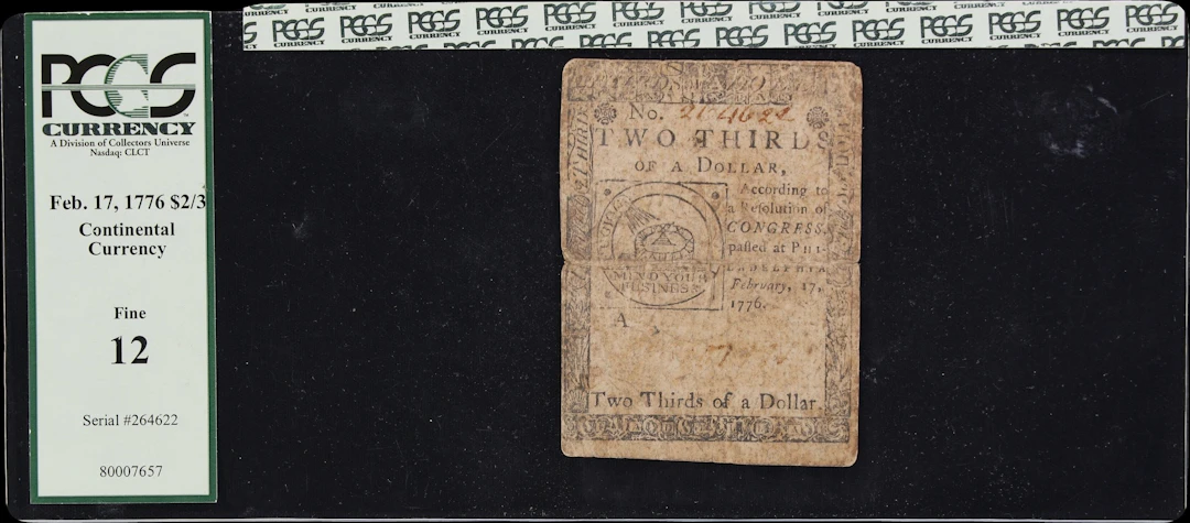 CC-22. Continental Currency. February 17, 1776. $2/3. PCGS Currency Fine 12.