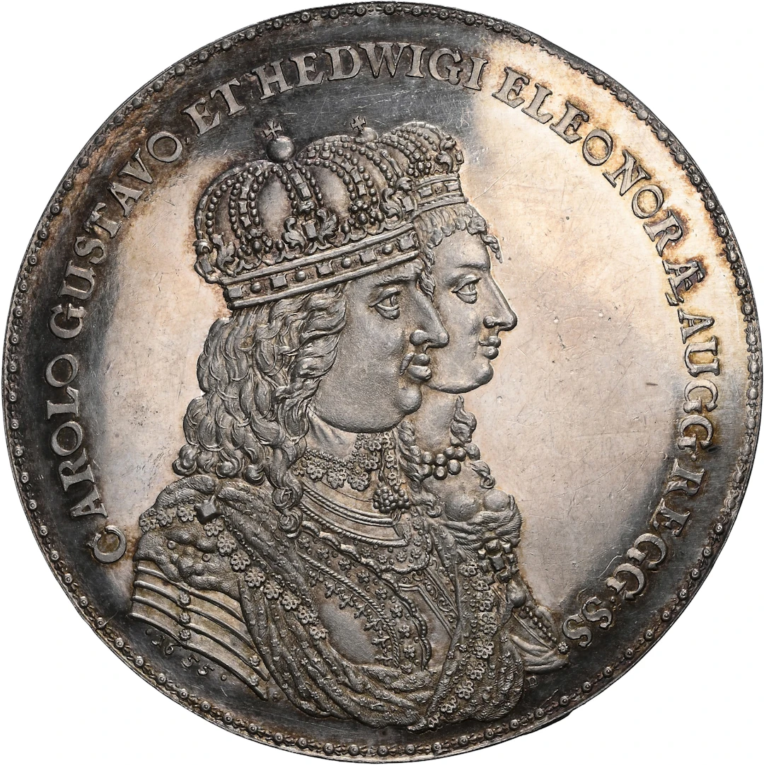 SWEDEN. Royal Wedding Silver Medal, 1655. Karl X Gustav. NGC MS-62.