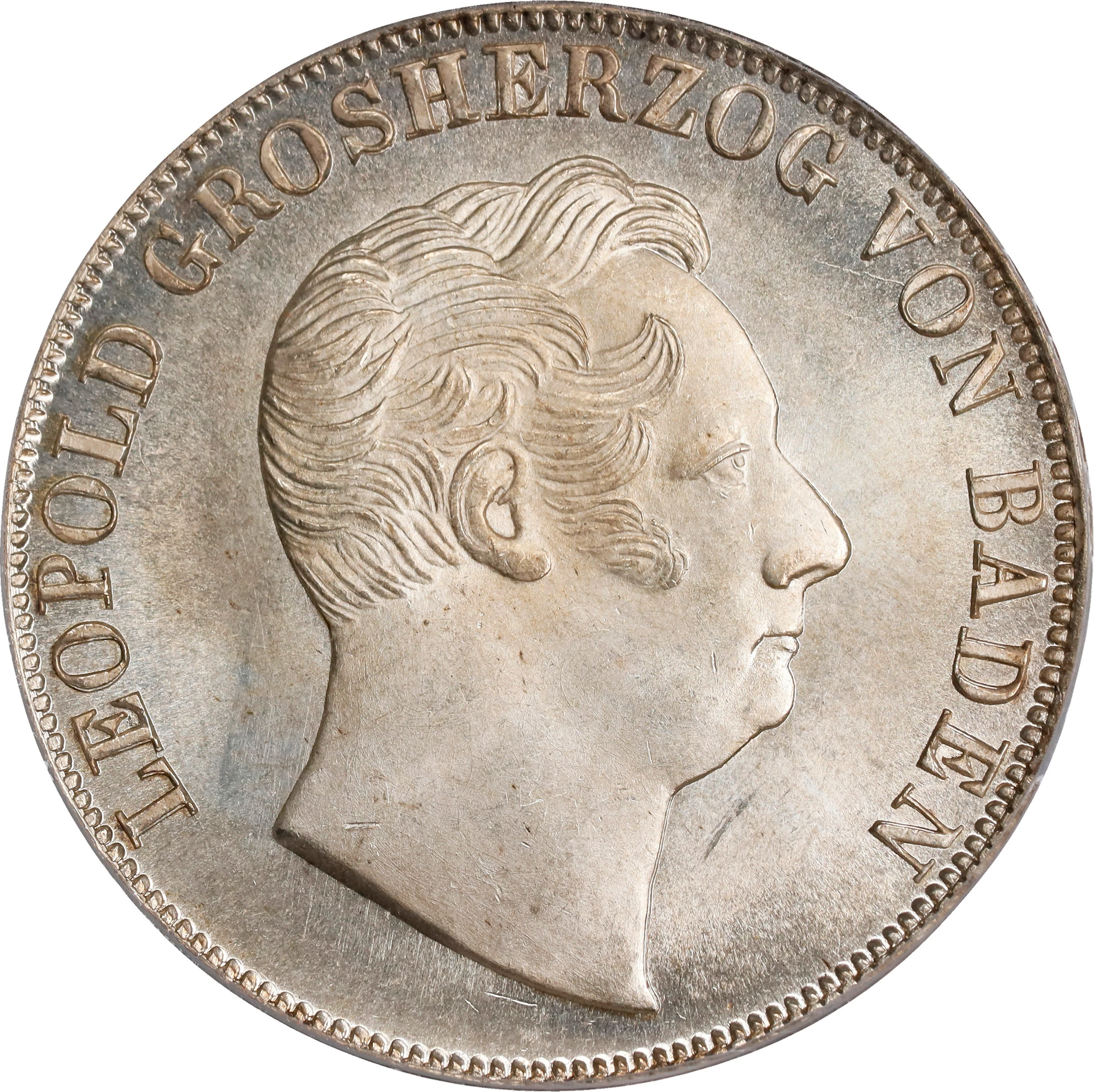 GERMANY. Baden. Gulden, 1852. Karlsruhe Mint. Leopold I. PCGS MS-66.