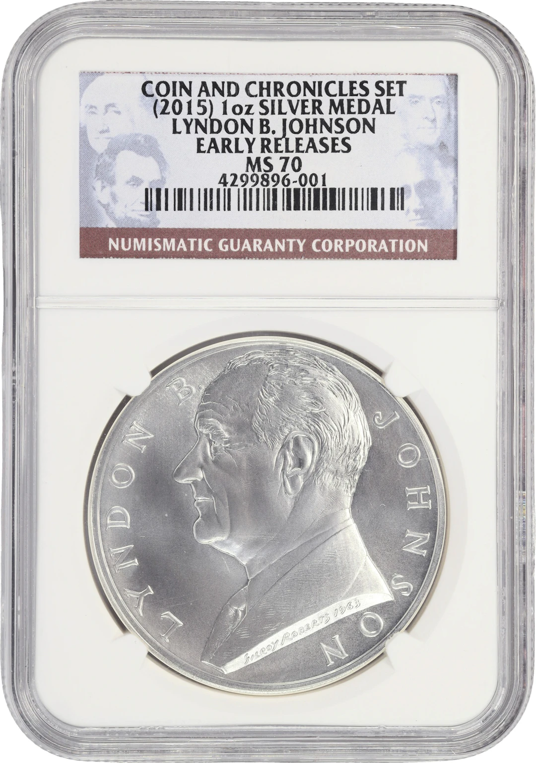 (1 oz, 31.104 g ASW). 2015 Coin and Chronicles Set Lyndon B. Johnson