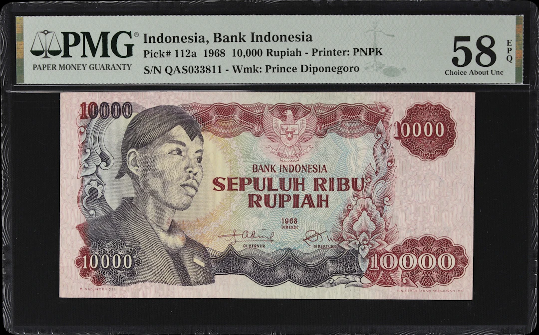 INDONESIA. Bank Indonesia. 10,000 Rupiah, 1968. P-112a. PMG Choice