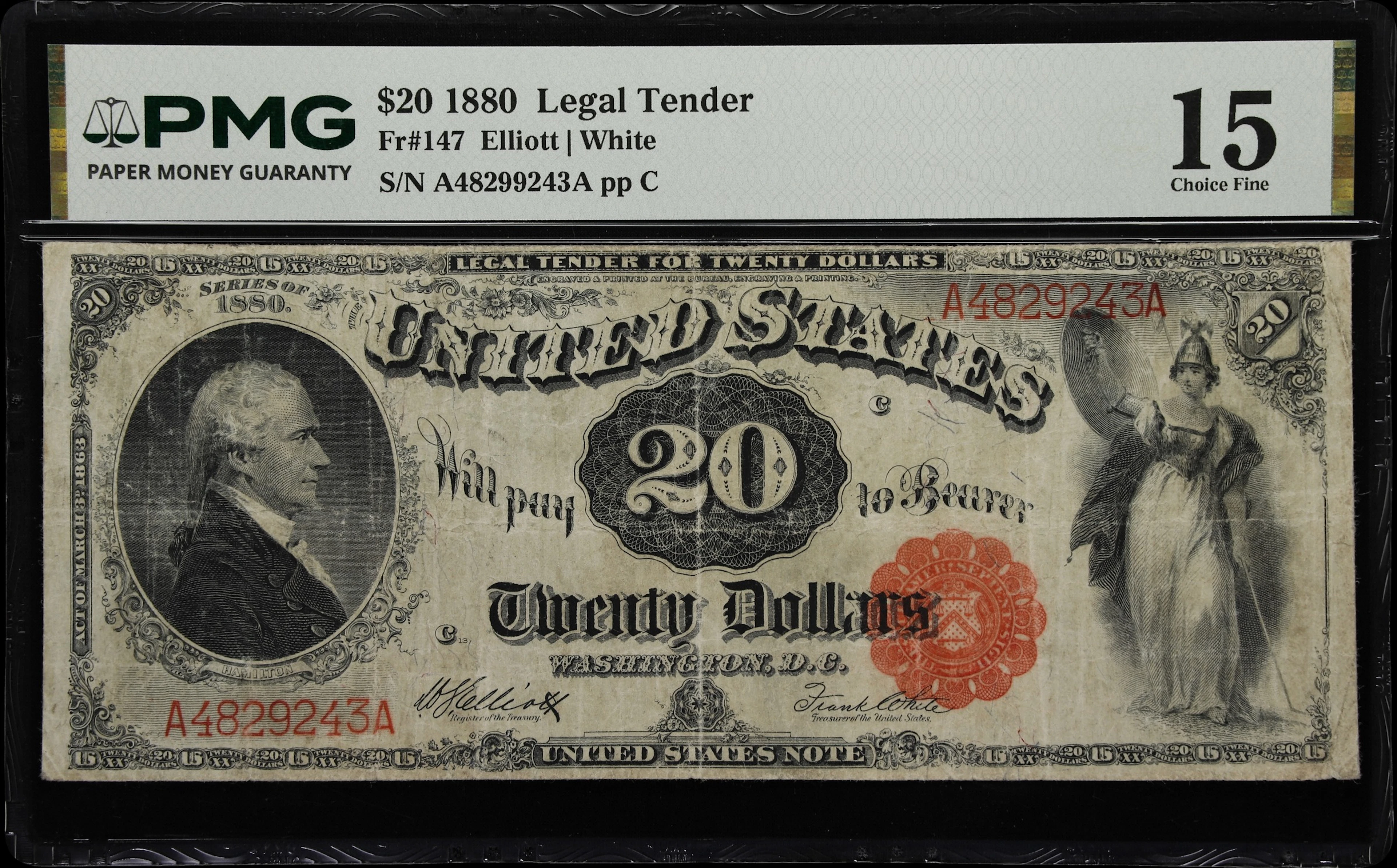Fr. 147. 1880 $20 Legal Tender Note. PMG Choice Fine 15.