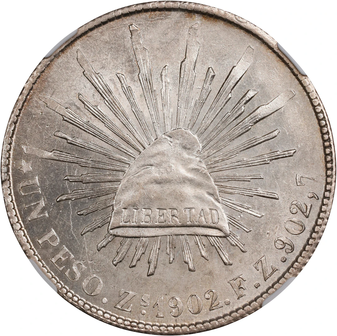 MEXICO. Peso, 1902-Zs FZ. Zacatecas Mint. NGC MS-63.