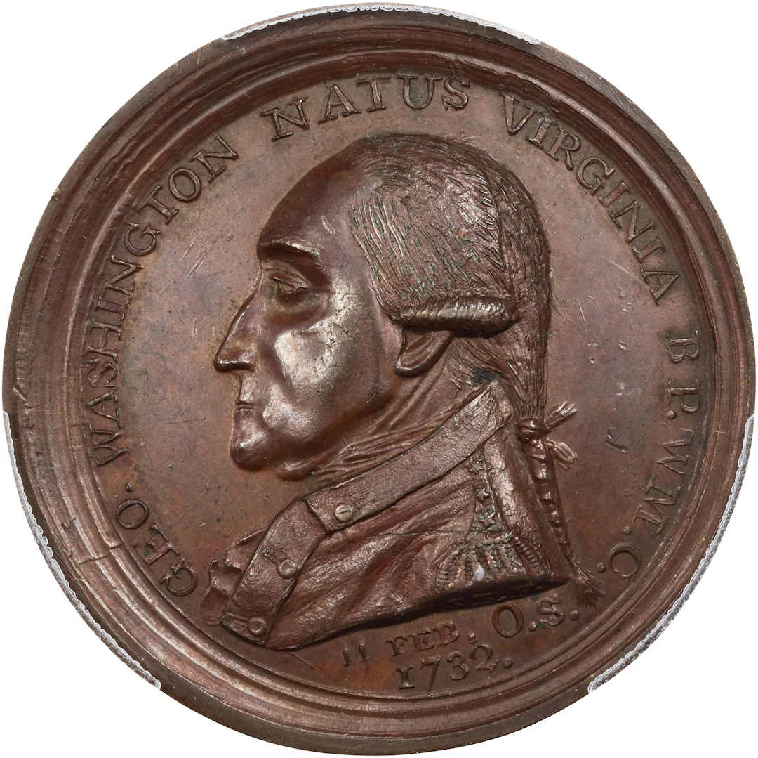 "1790" (ca. 1858) Manly Medal. Second Obverse. Reissue. Musante GW-11