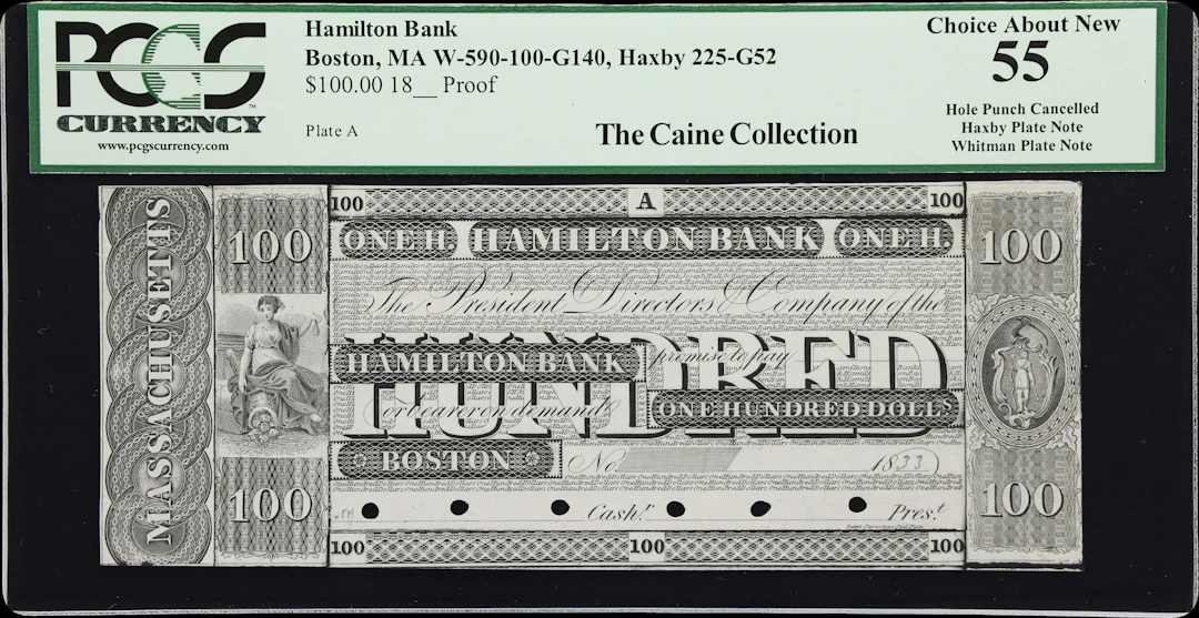 Boston, Massachusetts. Hamilton Bank. 1833 $100. PCGS Currency Choice