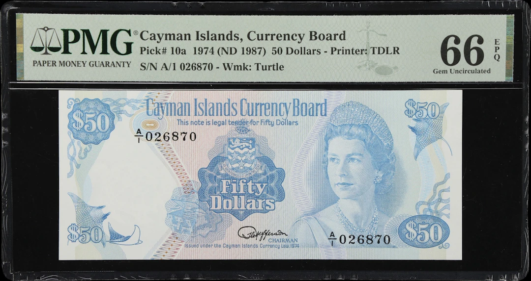(◊) CAYMAN ISLANDS. Cayman Islands Currency Board. 50 Dollars, 1974