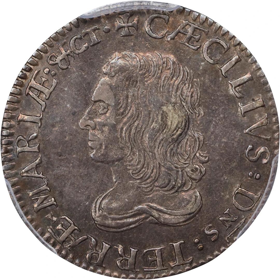 Undated (1659) Lord Baltimore Shilling. Hodder 1-A, W-1080. Rarity-6.
