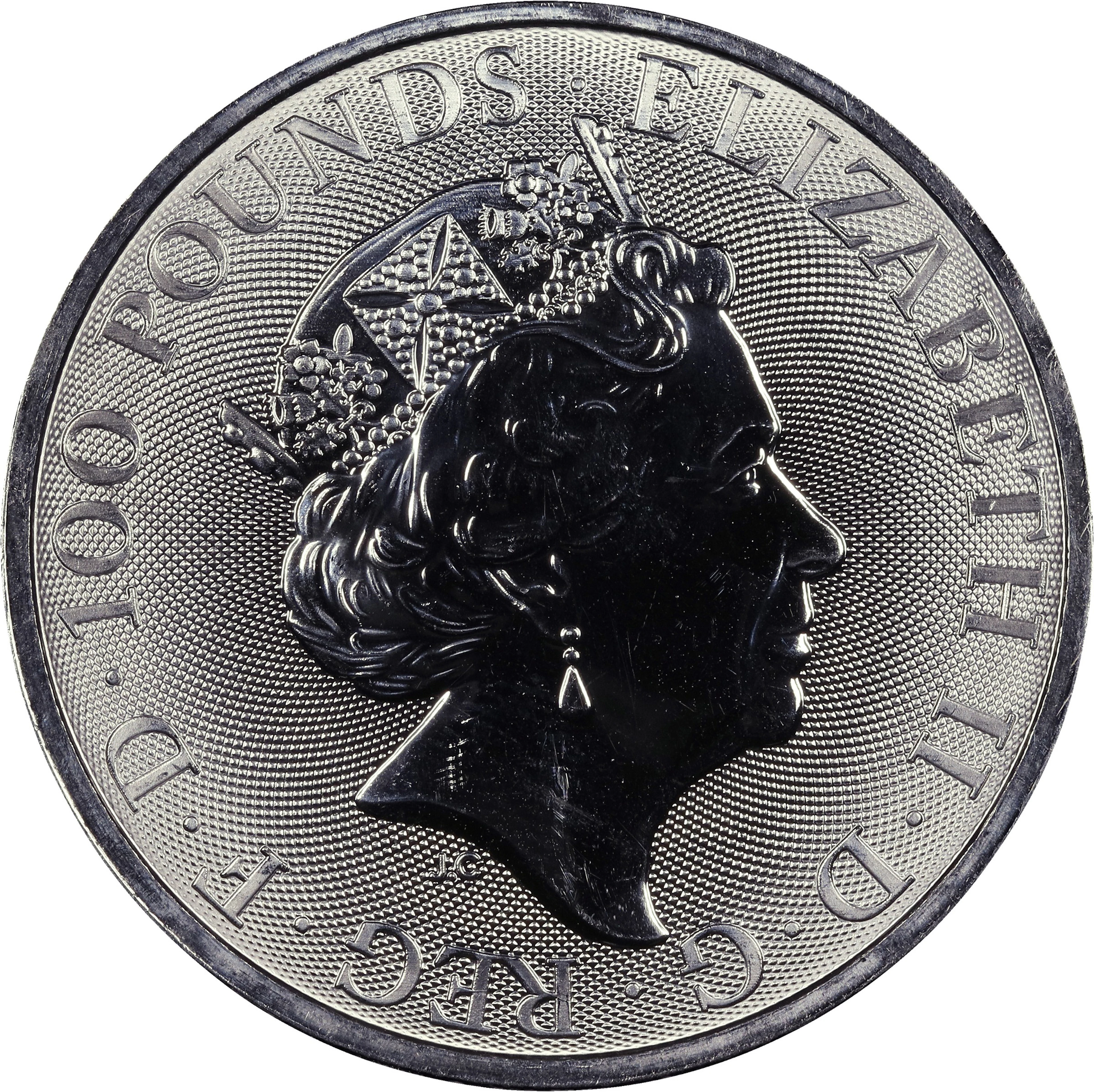(1 oz, 31.104 g APtW). Great Britain. 2021 1 oz White Lion of Mortimer