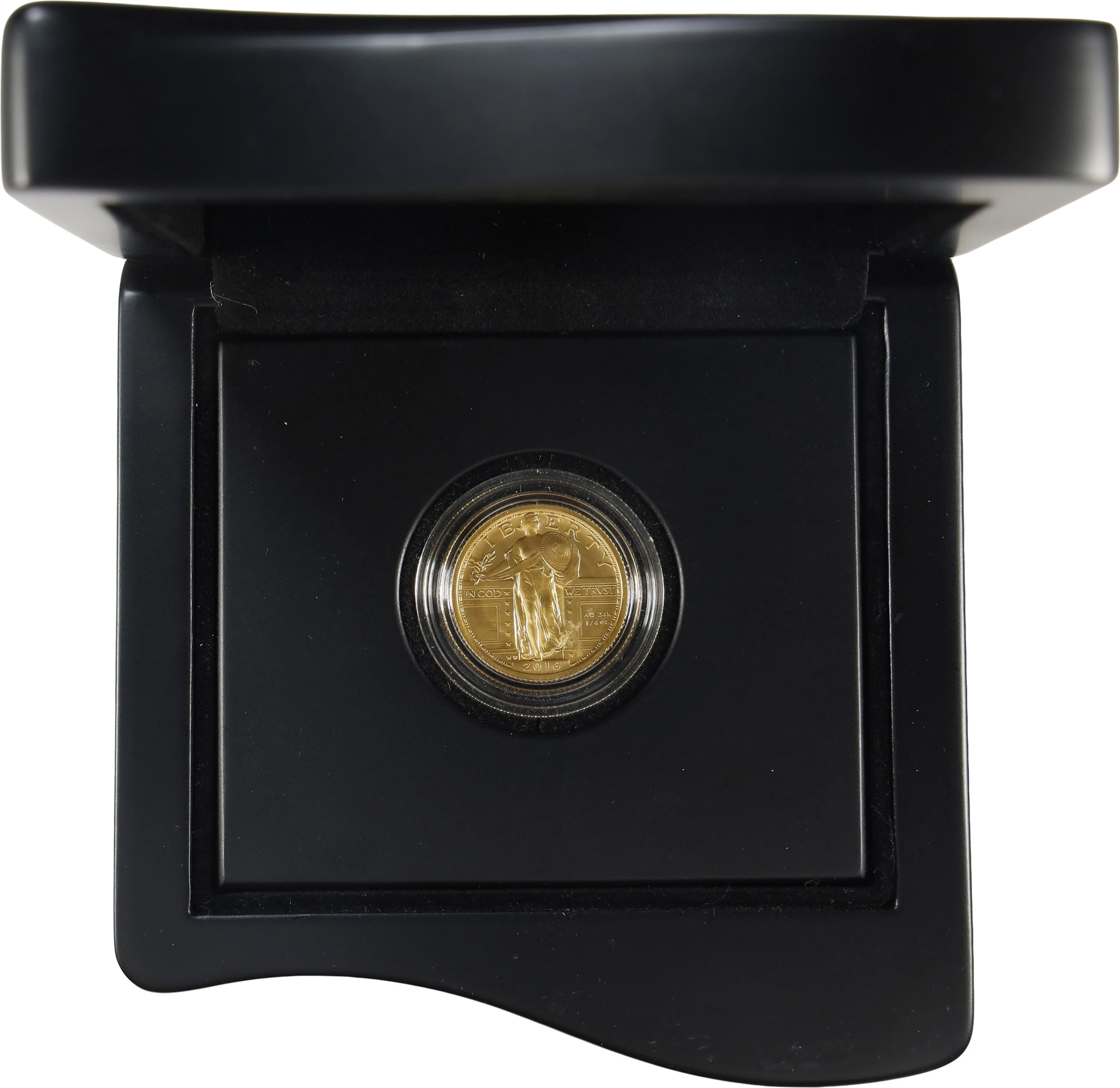 (0.25 oz, 7.776 g AGW). 2016-W Centennial Standing Liberty Gold Quarter.