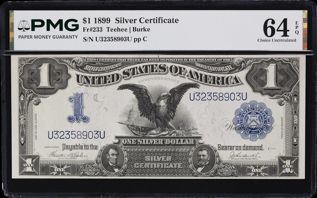 Fr. 233. 1899 $1 Silver Certificate. PMG Choice Uncirculated 64 EPQ.
