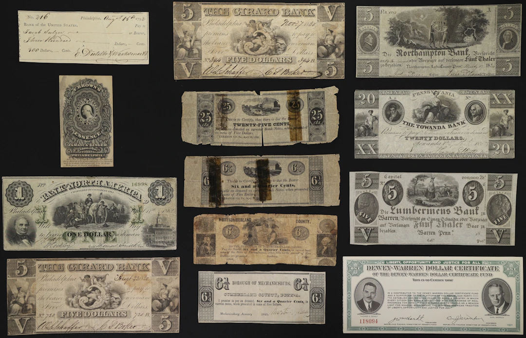 Lot of (13) Pennsylvania Obsoletes. Mixed Issuers. 1794 - 1860s Mixed