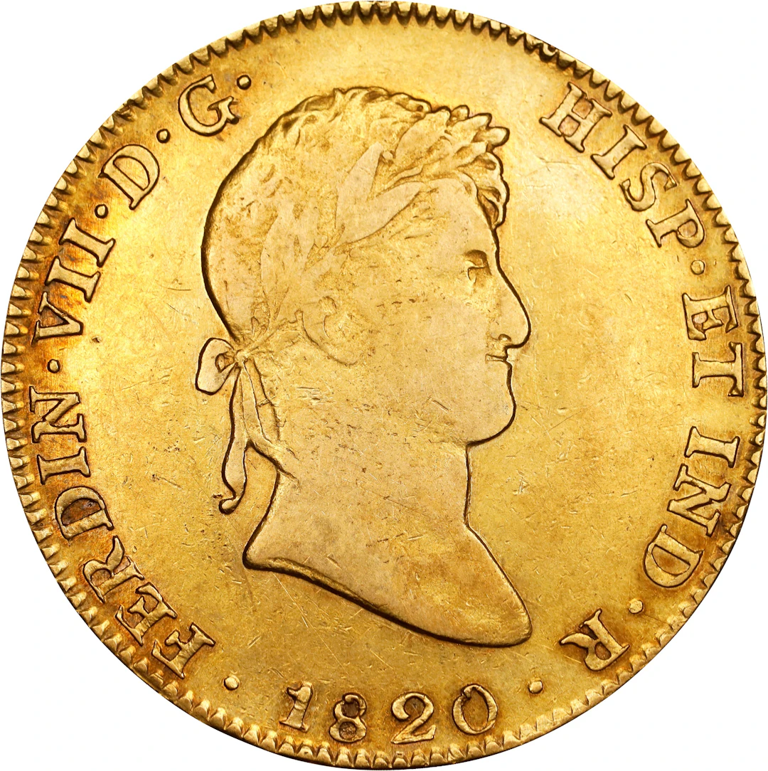 (0.762 oz, 23.701 g AGW). Mexico. 1820 Gold 8 Escudos.