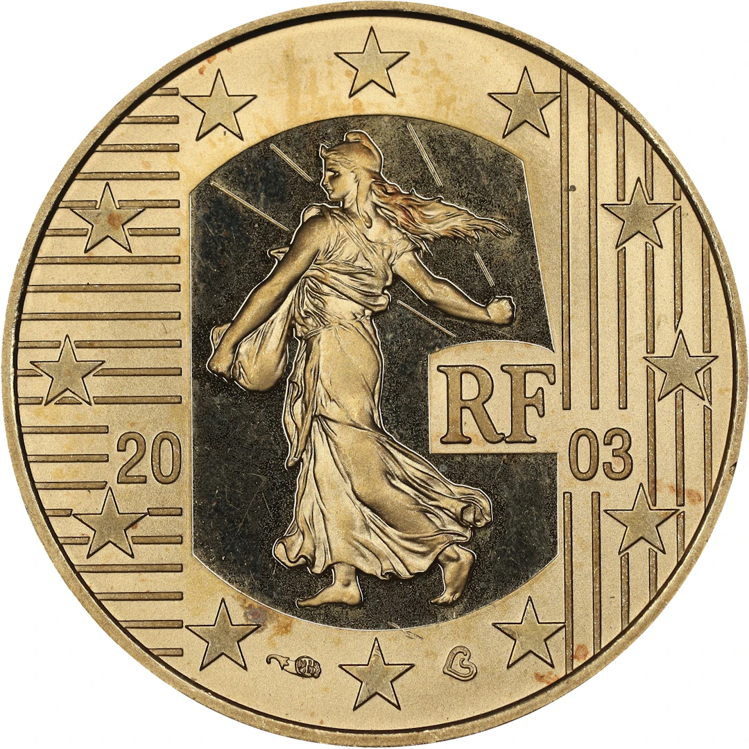 (0.25 oz, 7.776 g AGW). France. 2003 Map of Europe Gold 10 Euros.
