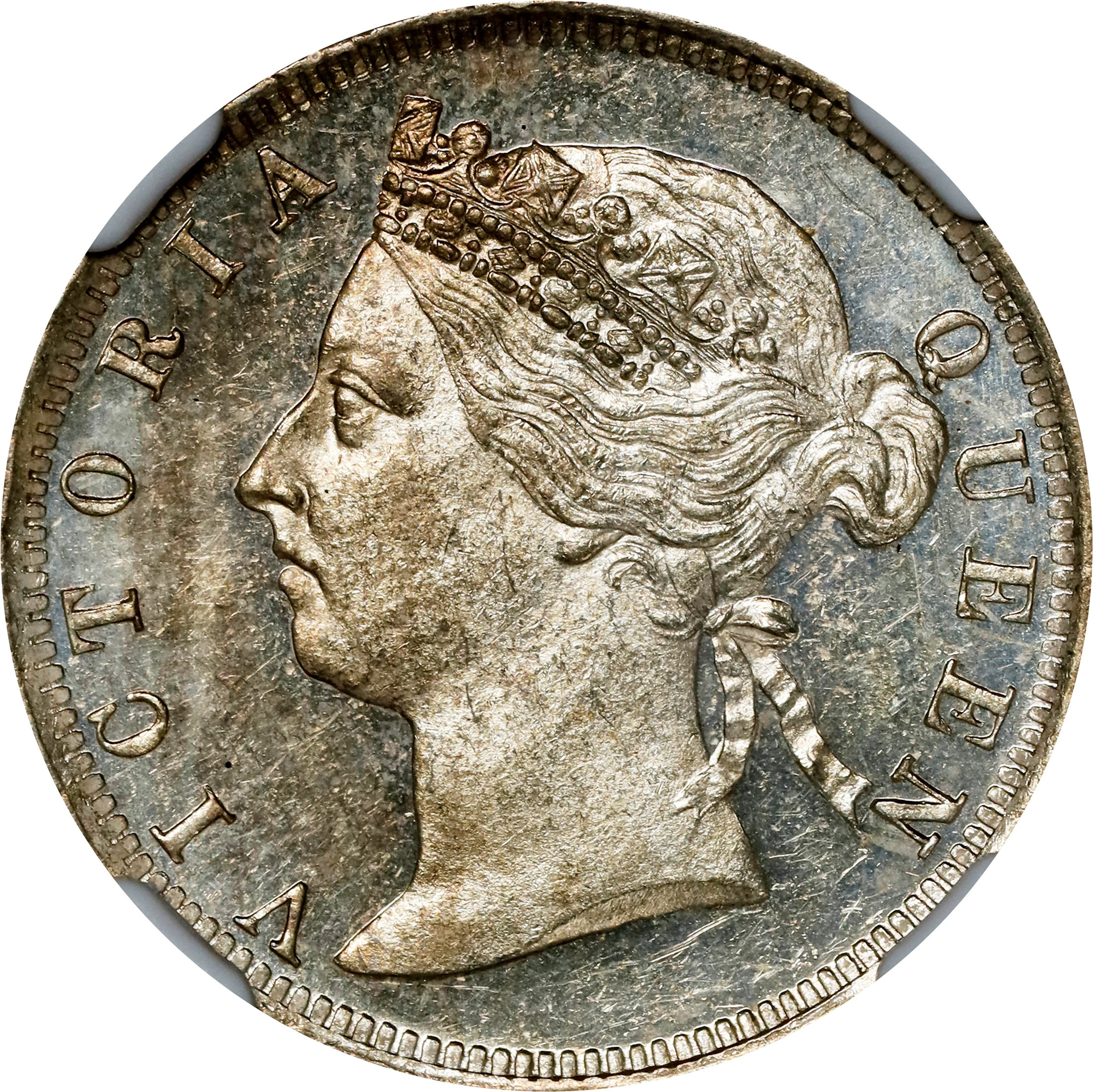 STRAITS SETTLEMENTS. 20 Cents, 1893. London Mint. Victoria. NGC MS-62