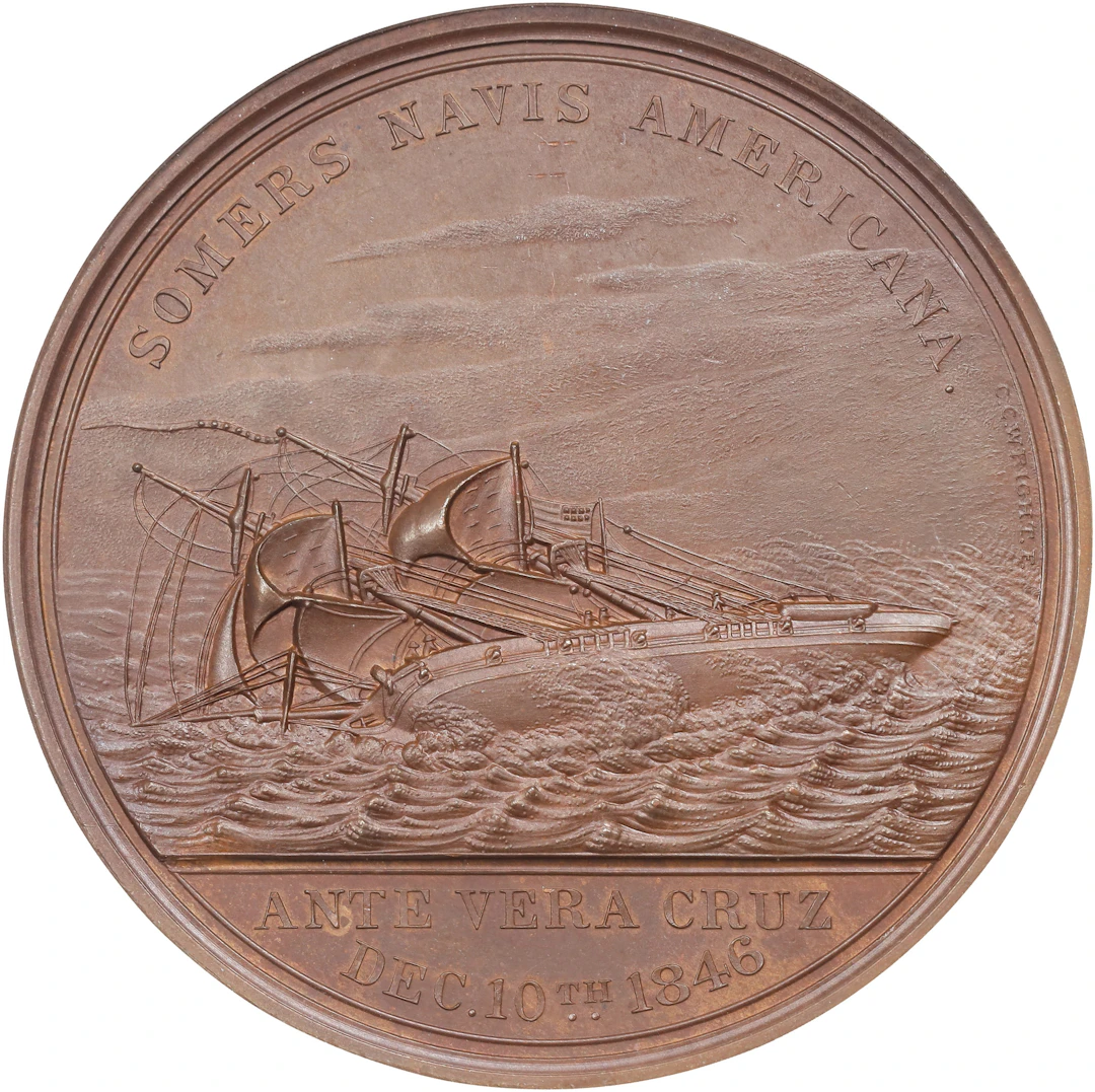 1846 Loss of the Somers Medal. Julian NA-24. Bronze. MS-63 BN (NGC).