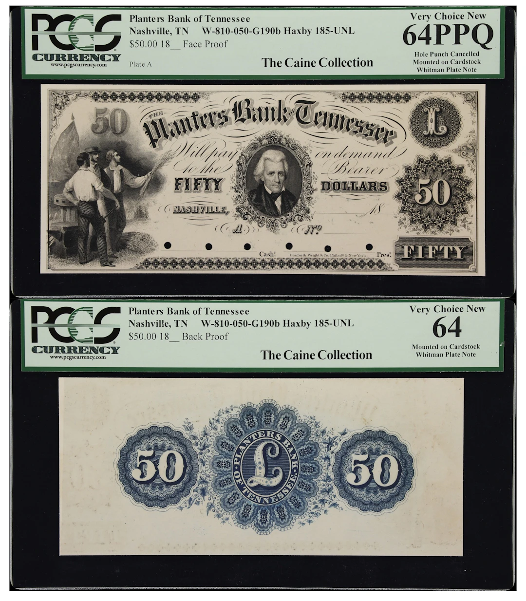 Lot of (2) Nashville, Tennessee. Planters Bank of Tennessee. 18xx