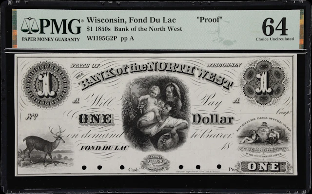 Fond du Lac, Wisconsin. Bank of the North West. 18xx $1. PMG Choice