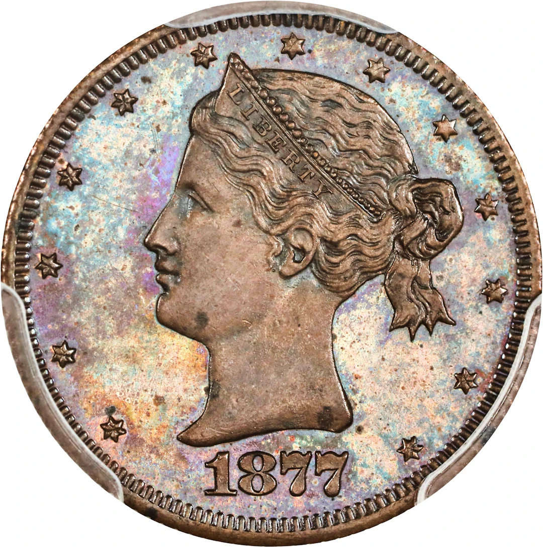 1877 Pattern Dime. Judd-1498, Pollock-1651. Rarity-7-. Copper. Reeded