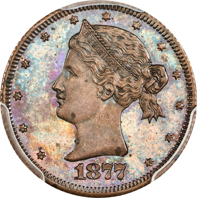 1877 Pattern Dime. Judd-1498, Pollock-1651. Rarity-7-. Copper. Reeded