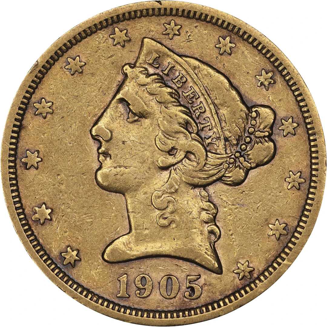 (0.242 oz, 7.527 g AGW). 1905-S Liberty Head Half Eagle Gold $5.