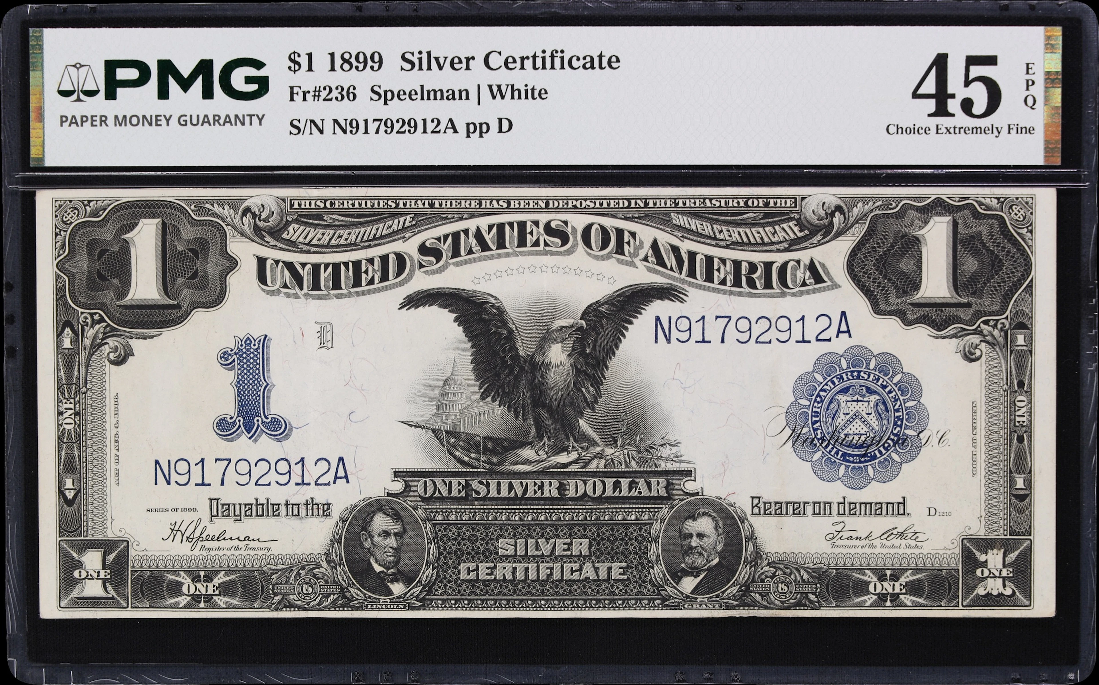 Fr. 236. 1899 $1 Silver Certificate. PMG Choice Extremely Fine 45 EPQ.