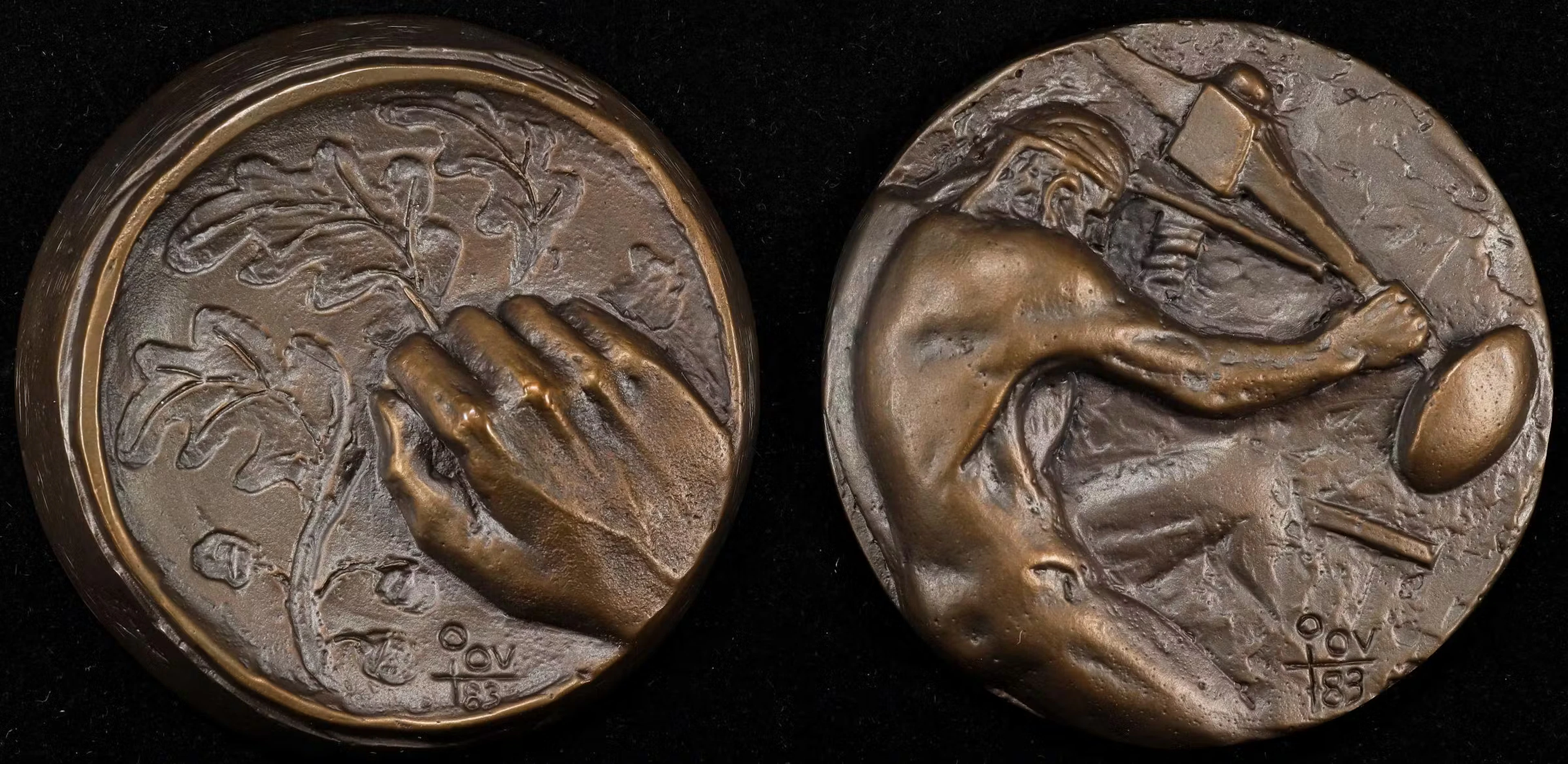 Complete Two-Piece Set of Bronze Casts for the 1983 ANS 125th Anniversary