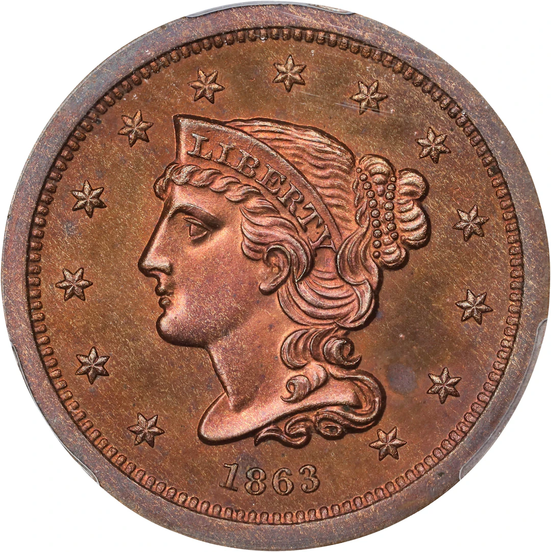 1863 Pattern Three-Cent Piece. Original. Judd-319, Pollock-384. Rarity-5.