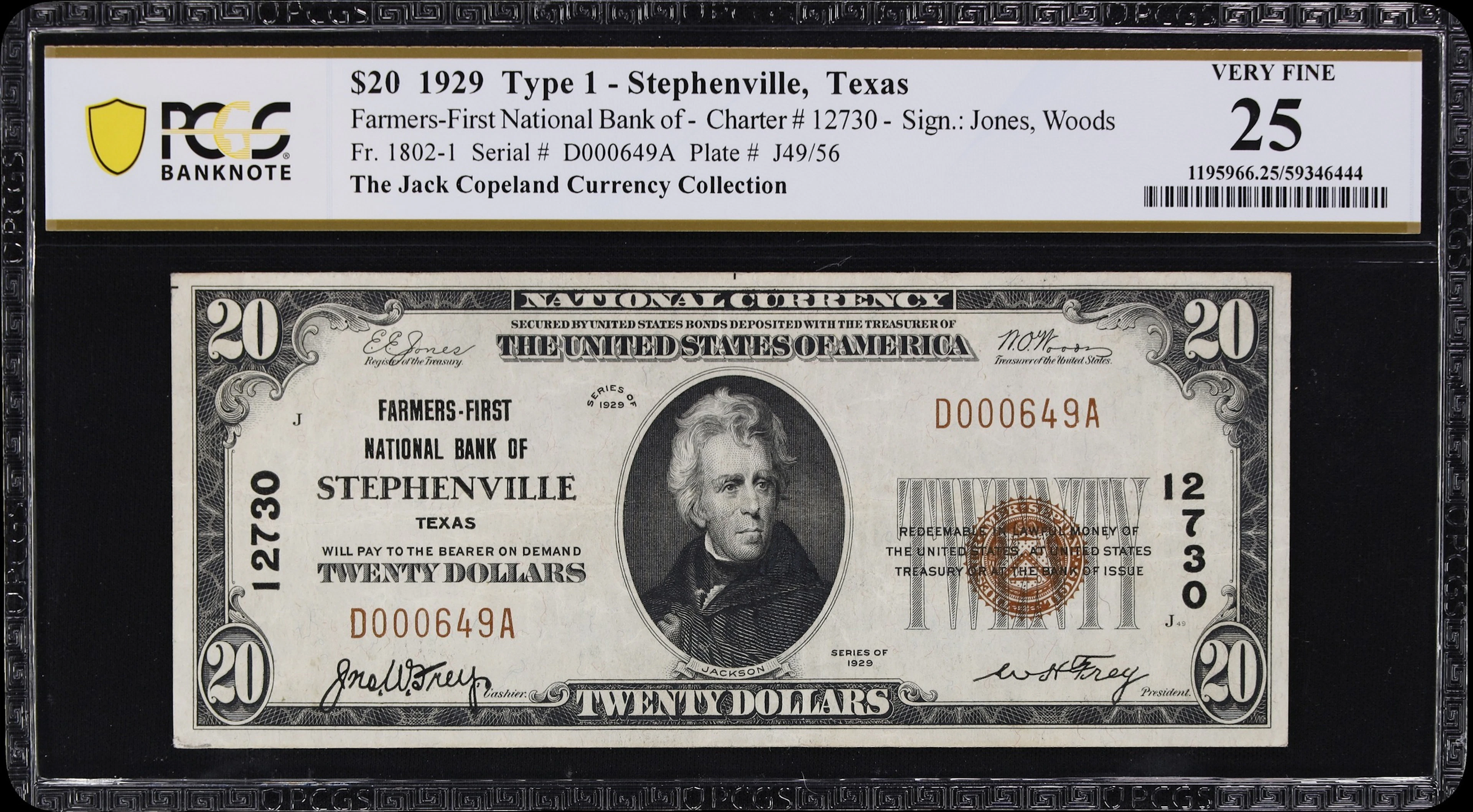 Stephenville, Texas. $20 1929 Ty. 1. Fr. 1802-1. Farmers-First NB.