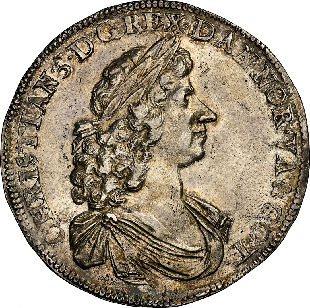 NORWAY. Speciedaler, 1680. Christiania Mint. Christian V. NGC AU-58.