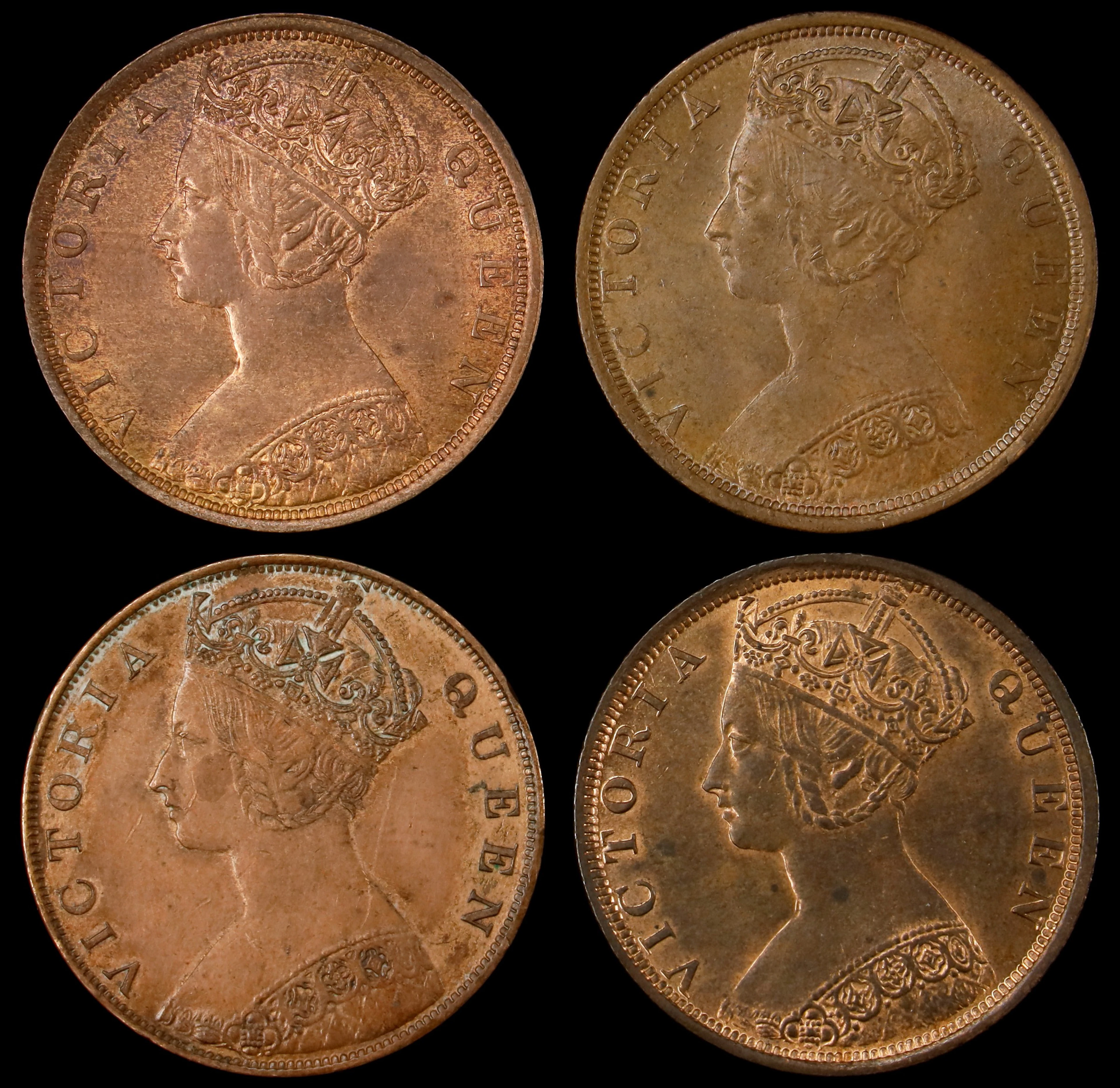 (t) HONG KONG (SAR). Quartet of Cents (4 Pieces), 1879-1901. Victoria.