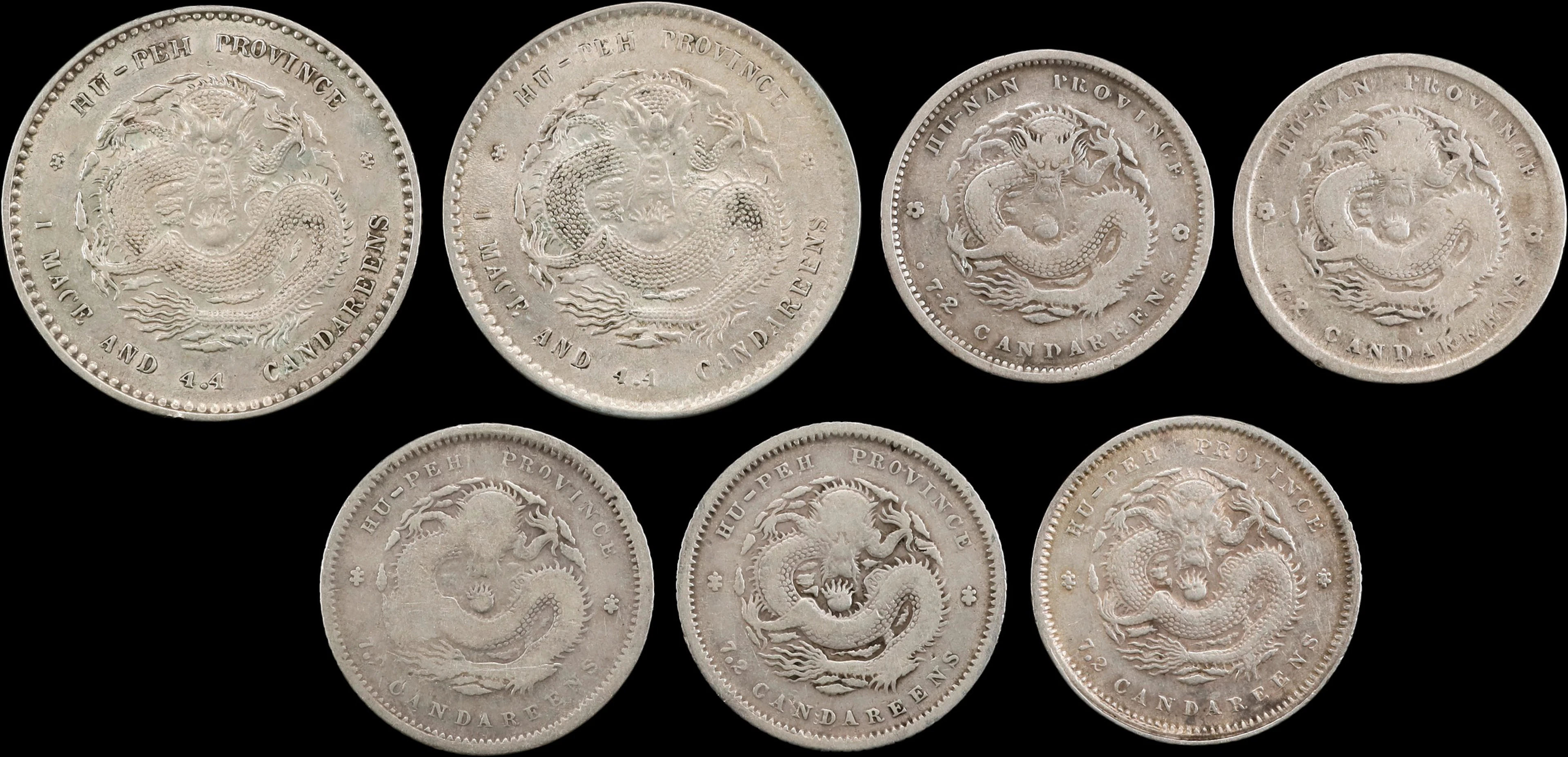 CHINA. Septet of Silver Provincial Minors (7 Pieces), ND (1895-07).